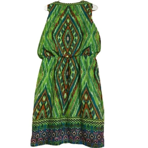 Tiana B. Women’s Multicolor Aztec Pattern Smocked Waist Knee Length Dress Sz- 12 - Picture 4 of 6